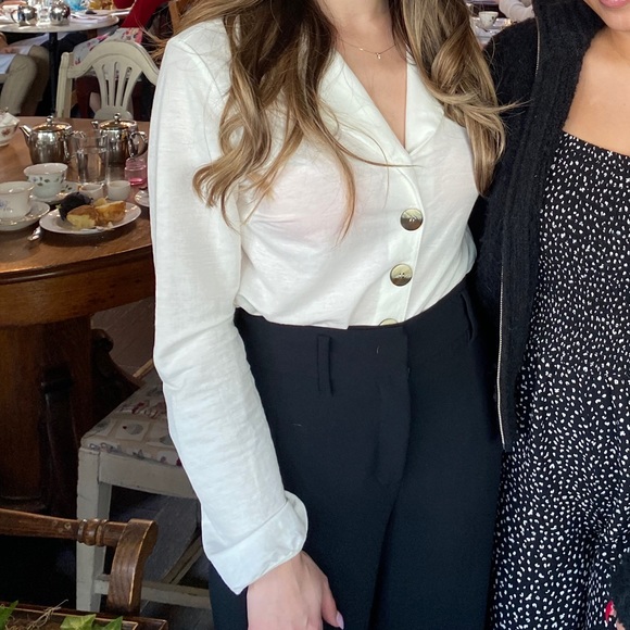 LINEN BUTTON BLOUSE WITH TIE XS - Picture 3 of 3